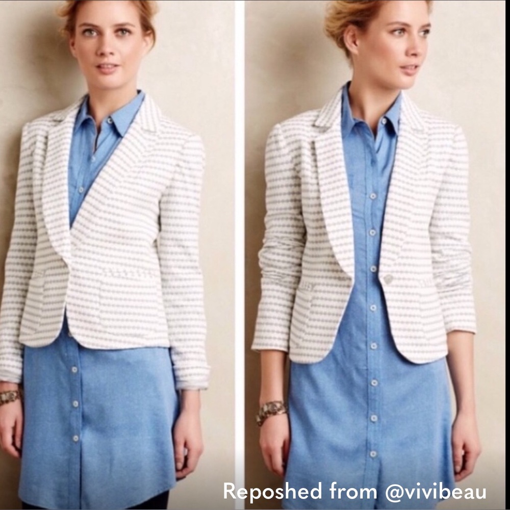 Anthropologie Cartonnier White Breakwater Blazer 6